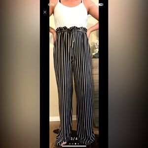 Ultra Flirt Black and White Striped Jumpsuit